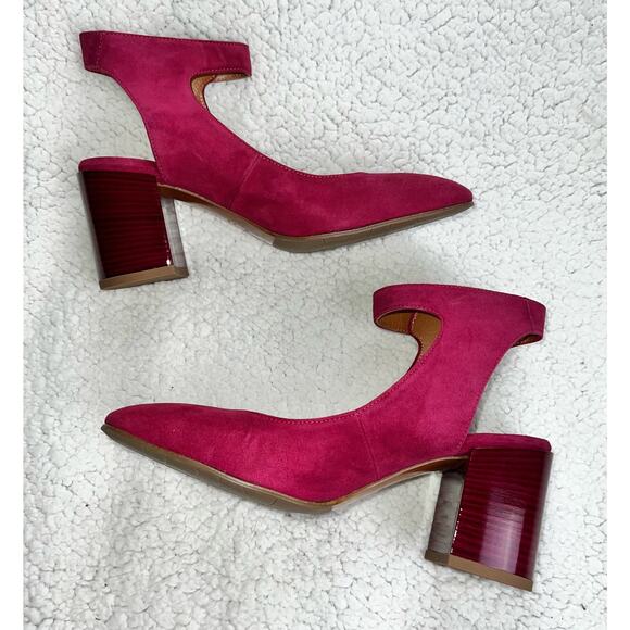 Aquatalia Chunky Heel Suede Mary Janes - maroon - size 8.5 - L1 - Picture 4 of 10
